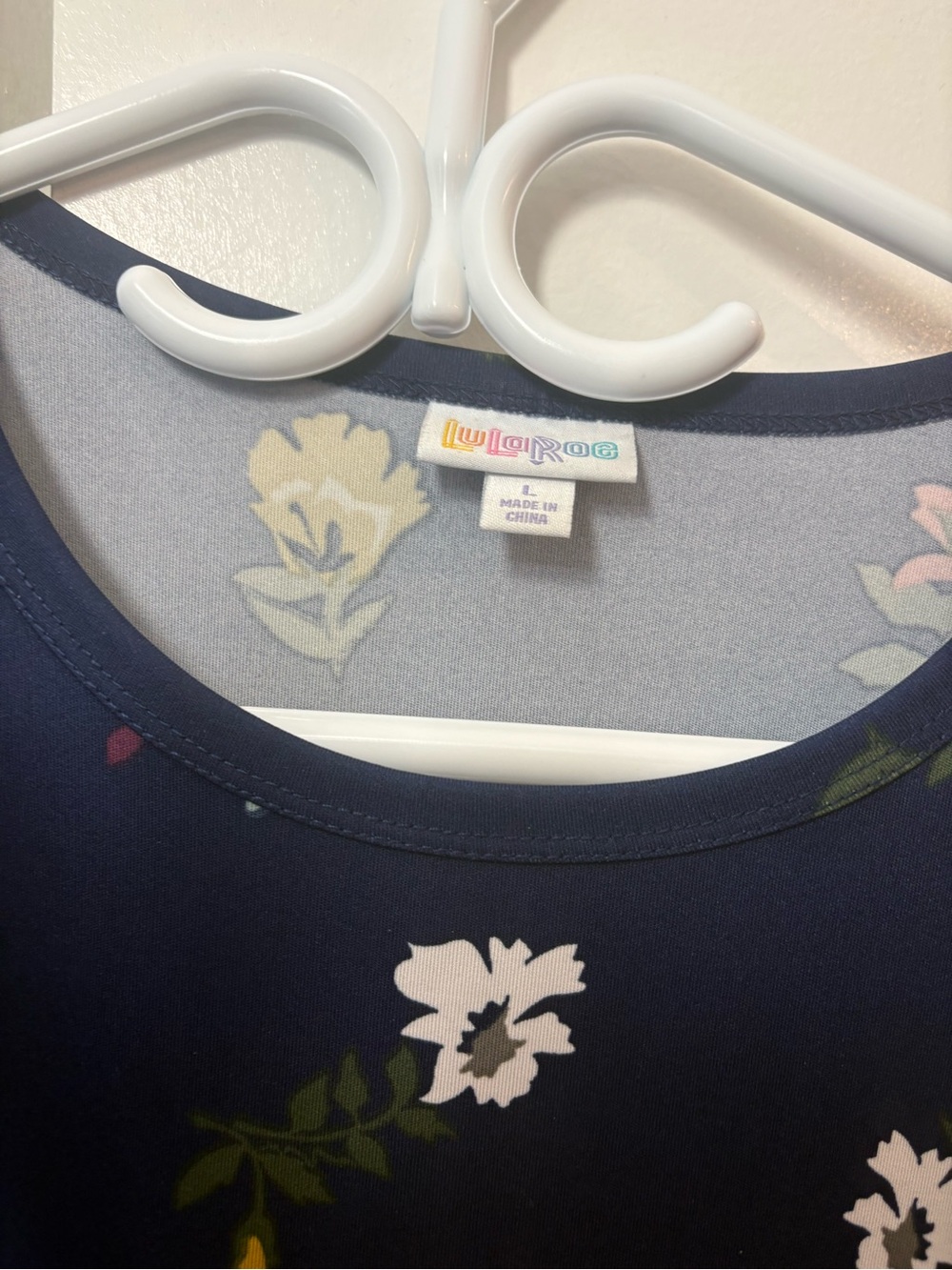 LuLaRoe Large Navy Maria Dress with Floral Bouquet Print - Picture 3 of 3